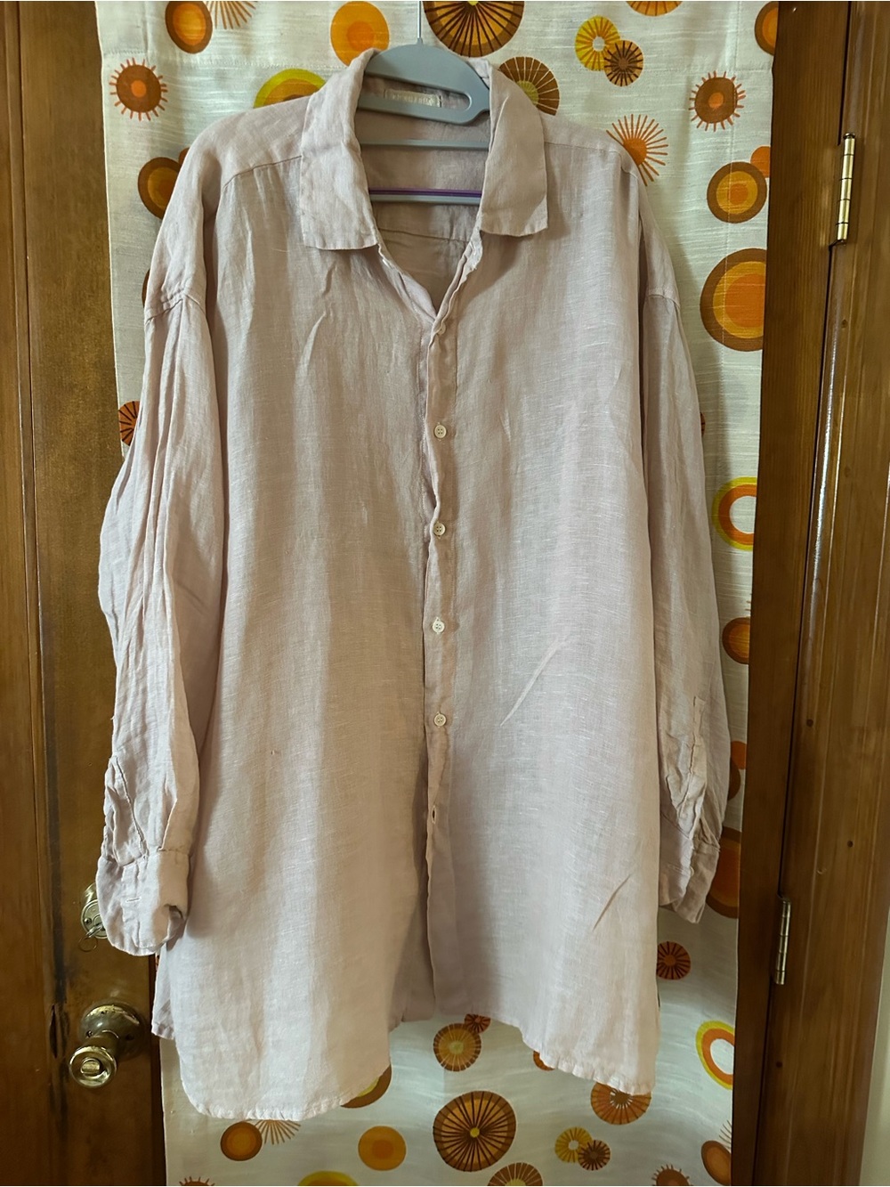 CP Shades Women's Lightweight Linen Shirt Jacket - Pale Blush/Beige